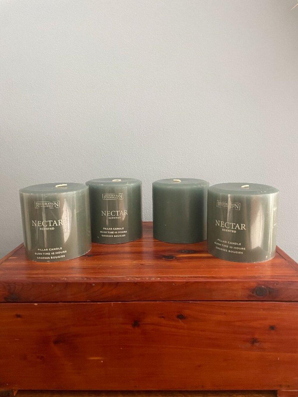 Set of 4 Restoration Hardware Pillar Candles Nectar